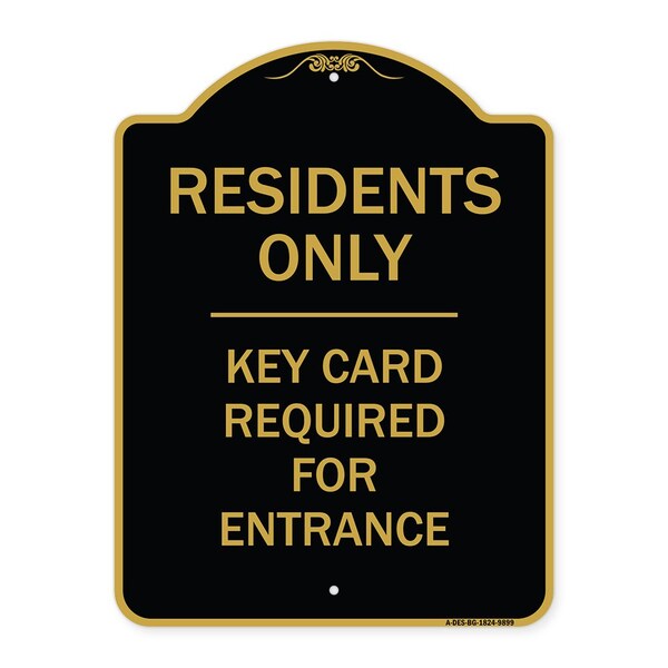 Designer Series-Residence-only-key Card Black & Gold Heavy-Gauge Aluminum, 24" x 18", BG-1824-9899